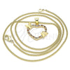 Collares con Dije 04.195.0018.1.20 Oro Laminado, Diseño de Corazón y Mariposa, con Granate and Blanca Micro Pave, Pulido, Tono Dorado (02 MM Thickness, 20 Inches Length)