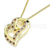 Collares con Dije 04.195.0023.1.20 Oro Laminado, Diseño de Corazón, con Granate and Blanca Micro Pave, Pulido, Tono Dorado (02 MM Thickness, 20 Inches Length)