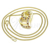 Collares con Dije 04.195.0023.1.20 Oro Laminado, Diseño de Corazón, con Granate and Blanca Micro Pave, Pulido, Tono Dorado (02 MM Thickness, 20 Inches Length)