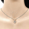 Juego de Arete y Dije de Adulto 10.233.0032.7 Oro Laminado, Diseño de Corazón, con Granate Micro Pave and Blanca Zirconia Cubica, Pulido, Tono Dorado