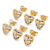 Arete Dormilona 02.233.0047 Oro Laminado, Diseño de Corazón, con Blanca Micro Pave and Blanca Zirconia Cubica, Pulido, Tono Dorado
