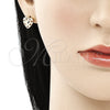 Arete Dormilona 02.233.0048.1 Oro Laminado, Diseño de Corazón, con Granate and Blanca Micro Pave, Pulido, Tono Dorado