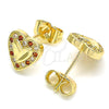 Arete Dormilona 02.233.0048.1 Oro Laminado, Diseño de Corazón, con Granate and Blanca Micro Pave, Pulido, Tono Dorado