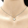 Juego de Arete y Dije de Adulto 10.233.0034.8 Oro Laminado, Diseño de Corazón, con Granate and Blanca Micro Pave, Pulido, Tono Dorado