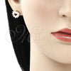 Arete Dormilona 02.233.0024.7 Oro Laminado, Diseño de Corazón, con Blanca Zirconia Cubica, Pulido, Tono Dorado