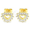 Arete Dormilona 02.233.0024.7 Oro Laminado, Diseño de Corazón, con Blanca Zirconia Cubica, Pulido, Tono Dorado