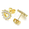 Arete Dormilona 02.233.0024.7 Oro Laminado, Diseño de Corazón, con Blanca Zirconia Cubica, Pulido, Tono Dorado