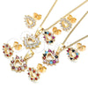 Juego de Arete y Dije de Adulto 10.233.0042.1 Oro Laminado, Diseño de Corazón, con Granate and Blanca Zirconia Cubica, Pulido, Tono Dorado