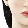 Arete Dormilona 02.233.0050 Oro Laminado, Diseño de Corazón, con Blanca Micro Pave, Pulido, Tono Dorado