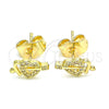Arete Dormilona 02.233.0050 Oro Laminado, Diseño de Corazón, con Blanca Micro Pave, Pulido, Tono Dorado