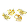 Arete Dormilona 02.233.0050 Oro Laminado, Diseño de Corazón, con Blanca Micro Pave, Pulido, Tono Dorado