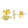 Arete Dormilona 02.233.0050 Oro Laminado, Diseño de Corazón, con Blanca Micro Pave, Pulido, Tono Dorado