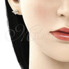Juego de Arete y Dije de Adulto 10.233.0044.1 Oro Laminado, Diseño de Corazón, con Granate and Blanca Micro Pave, Pulido, Tono Dorado