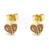 Arete Dormilona 02.233.0051.1 Oro Laminado, Diseño de Corazón, con Granate Micro Pave, Pulido, Tono Dorado