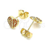 Arete Dormilona 02.233.0051.1 Oro Laminado, Diseño de Corazón, con Granate Micro Pave, Pulido, Tono Dorado