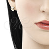 Arete Dormilona 02.233.0052 Oro Laminado, Diseño de Corazón y Mariposa, con Blanca Micro Pave, Pulido, Tono Dorado