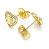 Arete Dormilona 02.233.0052 Oro Laminado, Diseño de Corazón y Mariposa, con Blanca Micro Pave, Pulido, Tono Dorado