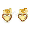 Arete Dormilona 02.233.0052.1 Oro Laminado, Diseño de Corazón y Mariposa, con Granate Micro Pave, Pulido, Tono Dorado