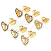 Arete Dormilona 02.233.0052.1 Oro Laminado, Diseño de Corazón y Mariposa, con Granate Micro Pave, Pulido, Tono Dorado