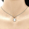Juego de Arete y Dije de Adulto 10.233.0046 Oro Laminado, Diseño de Corazón y Mariposa, con Blanca Micro Pave, Pulido, Tono Dorado