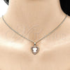 Juego de Arete y Dije de Adulto 10.233.0046.1 Oro Laminado, Diseño de Corazón y Mariposa, con Granate Micro Pave, Pulido, Tono Dorado