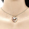 Collares con Dije 04.213.0006.1.20 Oro Laminado, Diseño de Corazón, con Granate and Blanca Zirconia Cubica, Pulido, Tono Dorado (02 MM Thickness, 20 Inches Length)