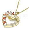 Collares con Dije 04.213.0006.1.20 Oro Laminado, Diseño de Corazón, con Granate and Blanca Zirconia Cubica, Pulido, Tono Dorado (02 MM Thickness, 20 Inches Length)