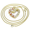 Collares con Dije 04.213.0006.1.20 Oro Laminado, Diseño de Corazón, con Granate and Blanca Zirconia Cubica, Pulido, Tono Dorado (02 MM Thickness, 20 Inches Length)