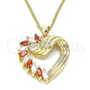 Collares con Dije 04.213.0006.1.20 Oro Laminado, Diseño de Corazón, con Granate and Blanca Zirconia Cubica, Pulido, Tono Dorado (02 MM Thickness, 20 Inches Length)