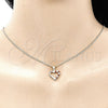 Juego de Arete y Dije de Adulto 10.213.0013.1 Oro Laminado, Diseño de Corazón, con Granate and Blanca Zirconia Cubica, Pulido, Tono Dorado