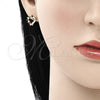 Juego de Arete y Dije de Adulto 10.213.0013.1 Oro Laminado, Diseño de Corazón, con Granate and Blanca Zirconia Cubica, Pulido, Tono Dorado
