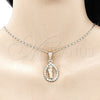 Juego de Arete y Dije de Adulto 10.351.0013 Oro Laminado, Diseño de San Judas y Gota, con Blanca Cristal, Pulido, Tono Dorado
