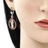 Juego de Arete y Dije de Adulto 10.351.0013.2 Oro Laminado, Diseño de San Judas y Gota, con Granate Cristal, Pulido, Tono Dorado