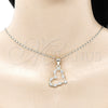 Juego de Arete y Dije de Adulto 10.351.0014 Oro Laminado, Diseño de Corazón, con Blanca Cristal, Pulido, Tono Dorado