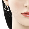 Juego de Arete y Dije de Adulto 10.351.0014 Oro Laminado, Diseño de Corazón, con Blanca Cristal, Pulido, Tono Dorado