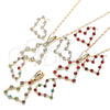 Juego de Arete y Dije de Adulto 10.351.0014 Oro Laminado, Diseño de Corazón, con Blanca Cristal, Pulido, Tono Dorado