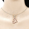 Juego de Arete y Dije de Adulto 10.351.0014.1 Oro Laminado, Diseño de Corazón, con Granate Cristal, Pulido, Tono Dorado