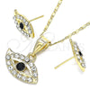 Juego de Arete y Dije de Adulto 10.351.0016 Oro Laminado, con Negro and Blanca Cristal, Pulido, Tono Dorado