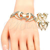 Collar, Pulsera y Dije 06.372.0024 Oro Laminado, Diseño de Besos y Abrazos y Delfín, con Blanca Cristal, Pulido, Tono Dorado