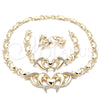 Collar, Pulsera y Dije 06.372.0024 Oro Laminado, Diseño de Besos y Abrazos y Delfín, con Blanca Cristal, Pulido, Tono Dorado