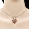 Collares con Dije 04.283.0009.1.20 Oro Laminado, Diseño de Corazón, con Granate and Blanca Zirconia Cubica, Pulido, Tono Dorado (02 MM Thickness, 20 Inches Length)