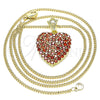 Collares con Dije 04.283.0009.1.20 Oro Laminado, Diseño de Corazón, con Granate and Blanca Zirconia Cubica, Pulido, Tono Dorado (02 MM Thickness, 20 Inches Length)