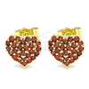 Arete Dormilona 02.283.0032.1 Oro Laminado, Diseño de Corazón, con Granate Zirconia Cubica, Pulido, Tono Dorado