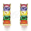 Argolla Huggie 02.210.0435.1.20 Oro Laminado, con Multicolor Zirconia Cubica, Pulido, Tono Dorado