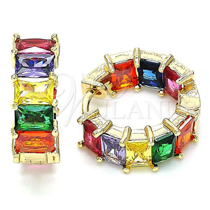 Argolla Huggie 02.210.0435.1.20 Oro Laminado, con Multicolor Zirconia Cubica, Pulido, Tono Dorado