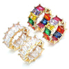 Argolla Huggie 02.210.0435.1.20 Oro Laminado, con Multicolor Zirconia Cubica, Pulido, Tono Dorado