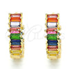 Argolla Huggie 02.210.0437.1.20 Oro Laminado, Diseño de Baguette, con Multicolor Zirconia Cubica, Pulido, Tono Dorado