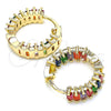 Argolla Huggie 02.210.0437.1.20 Oro Laminado, Diseño de Baguette, con Multicolor Zirconia Cubica, Pulido, Tono Dorado