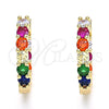 Argolla Huggie 02.210.0438.1.20 Oro Laminado, con Multicolor Zirconia Cubica, Pulido, Tono Dorado