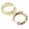 Argolla Huggie 02.210.0438.1.20 Oro Laminado, con Multicolor Zirconia Cubica, Pulido, Tono Dorado